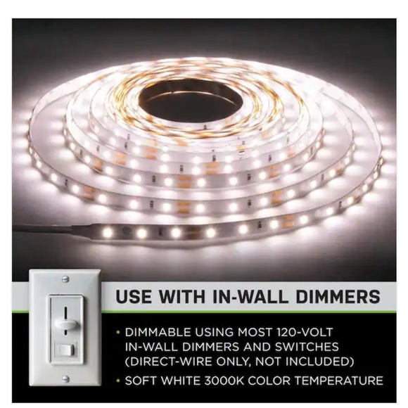 🆕 Commercial Electric 16 ft. LED AC Dimmable White Tape Light Kit - Picture 4 of 16